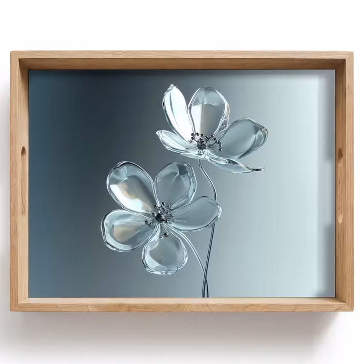 Dienblad - Kristal - Bloemen - Grijs — 1