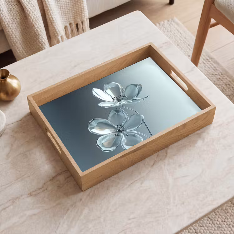Dienblad - Kristal - Bloemen - Grijs — 2