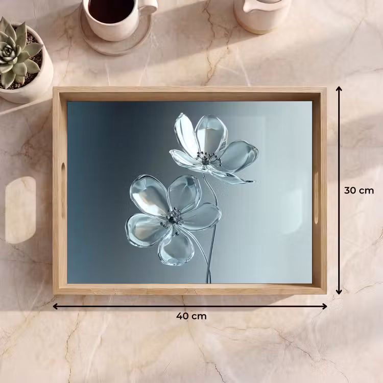 Dienblad - Kristal - Bloemen - Grijs — 9