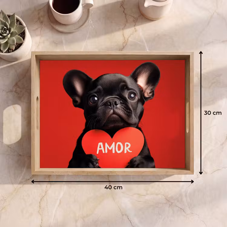 Dienblad - Amor - Hond - Hartje - Rood — 9