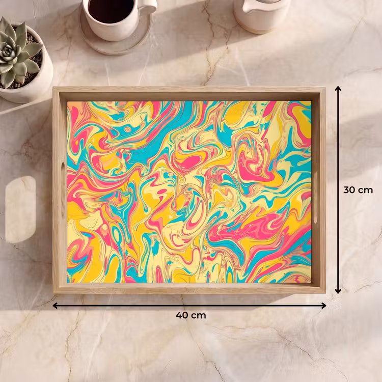 Dienblad - Geel - Roze - Blauw - Retro — 9