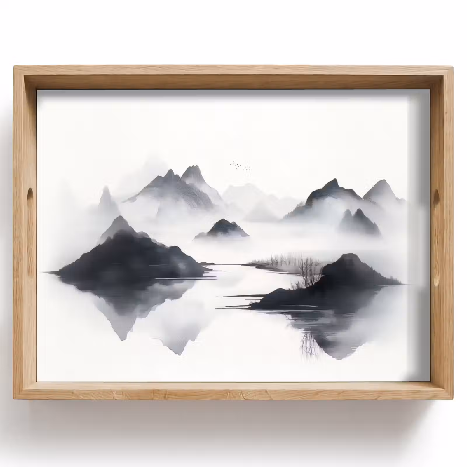 Dienblad - Bergen - Mistig - Water - Wit — 1