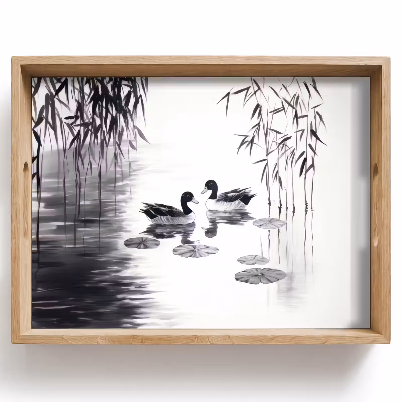 Dienblad - Eenden - Waterlelies - Riet - Zwart — 1