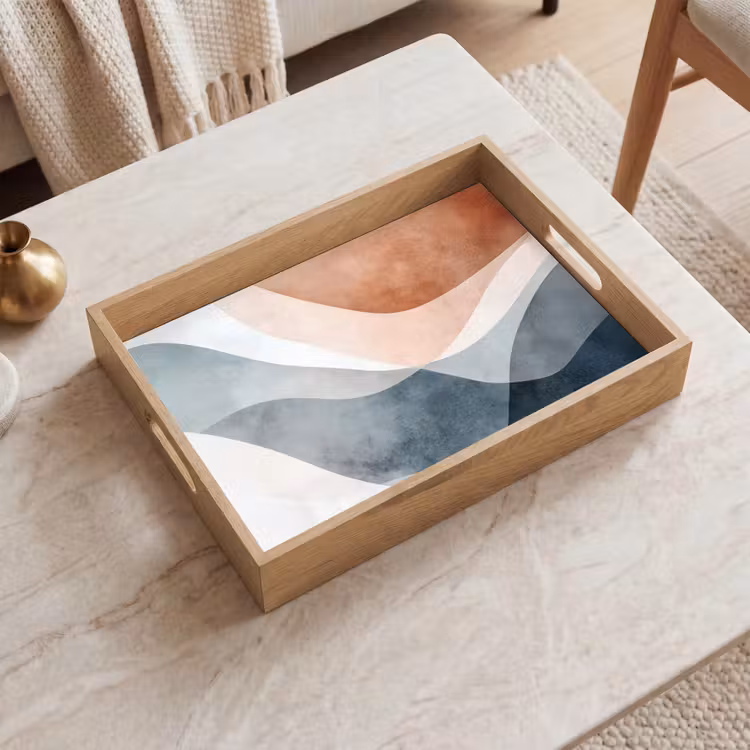 Dienblad - Abstract - Golven - Blauw — 2