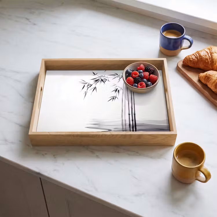 Dienblad - Bamboestammen - Water - Minimalistisch - Wit — 4