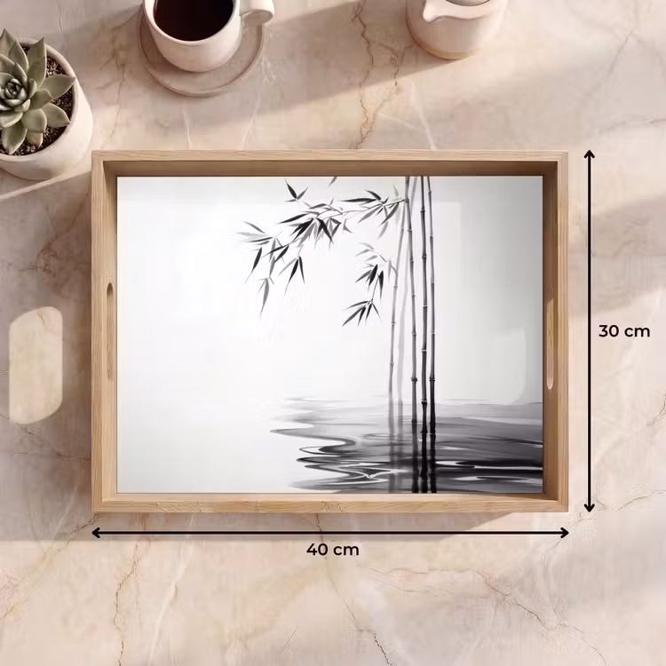 Dienblad - Bamboestammen - Water - Minimalistisch - Wit — 9