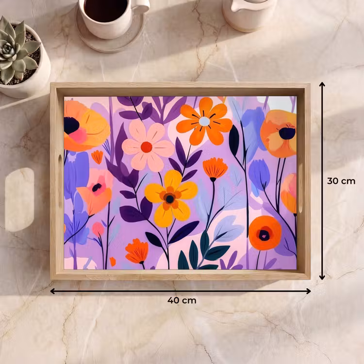 Dienblad - Bloemen - Kleurrijk - Bladeren — 9