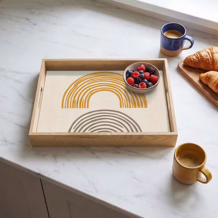 Dienblad - Bogen - Lijnen - Oranje - Minimalistisch — 4