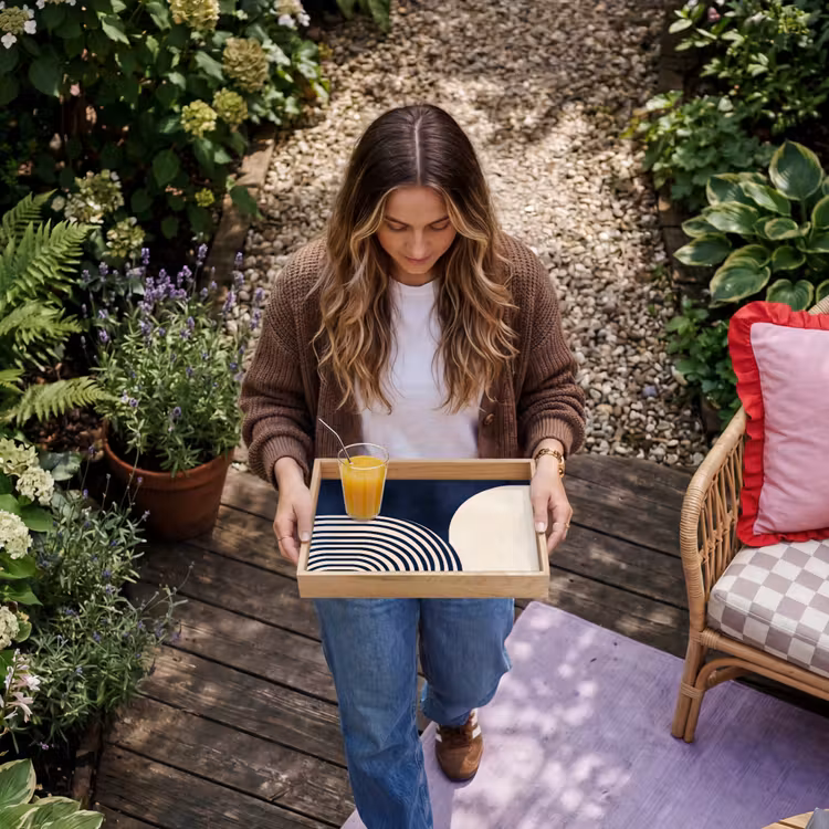 Dienblad - Donkerblauw - Abstract - Lijnen — 8