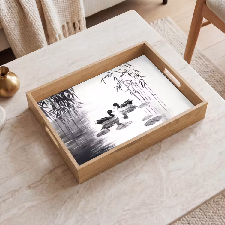 Dienblad - Eenden - Waterlelies - Riet - Zwart — 2