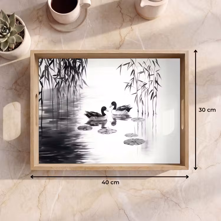 Dienblad - Eenden - Waterlelies - Riet - Zwart — 9