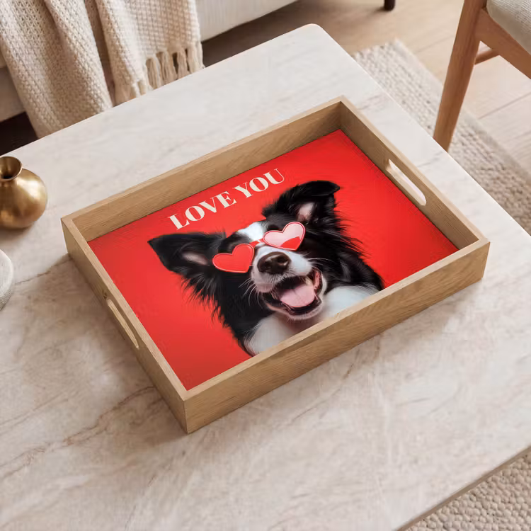 Dienblad - Hond - Hartjesbril - Loveyou - Rood — 2
