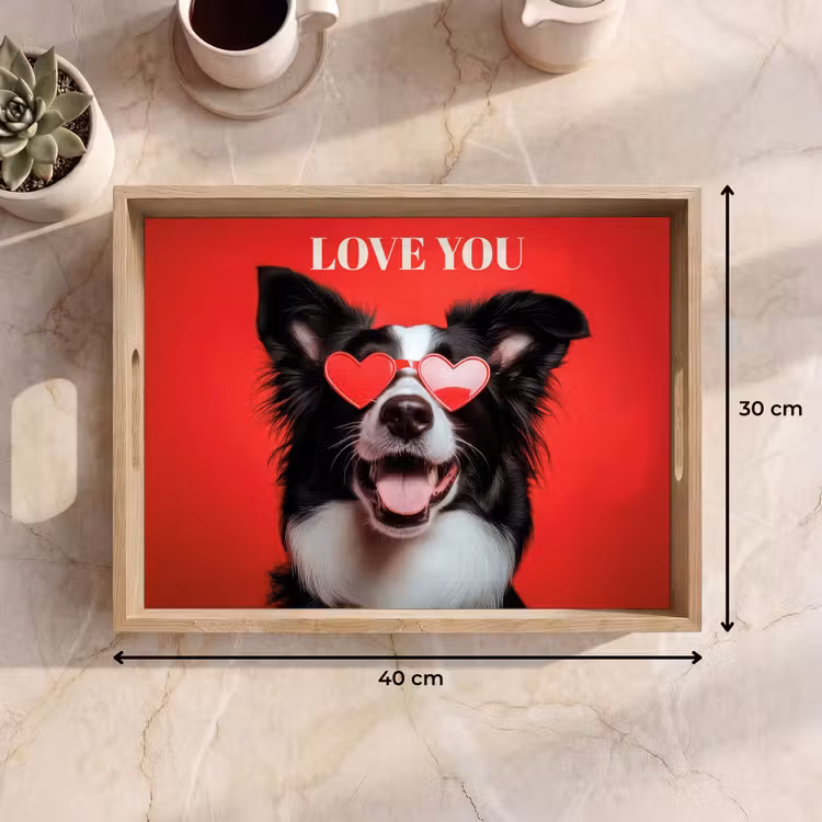 Dienblad - Hond - Hartjesbril - Loveyou - Rood — 9