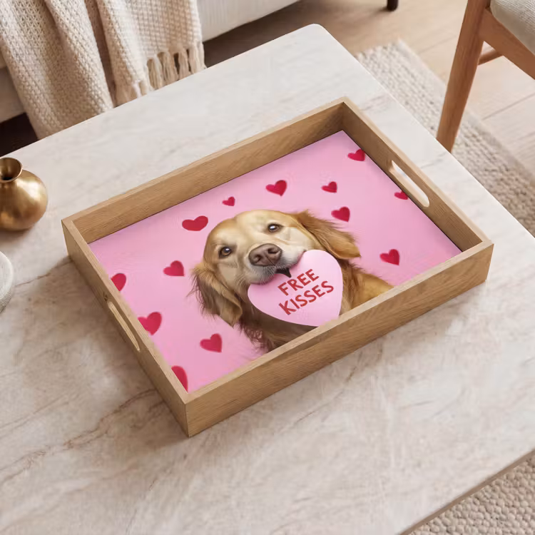 Dienblad - Hond - Kiss- Valentijn - Hartjes — 2