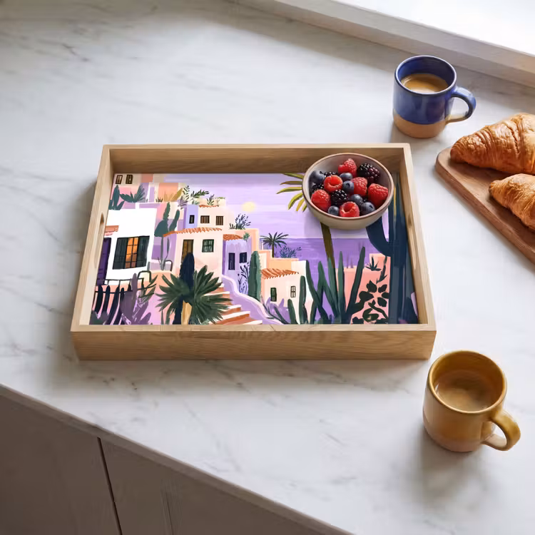Dienblad - Huizen - Minimalistisch - Palmbomen - Kust — 4
