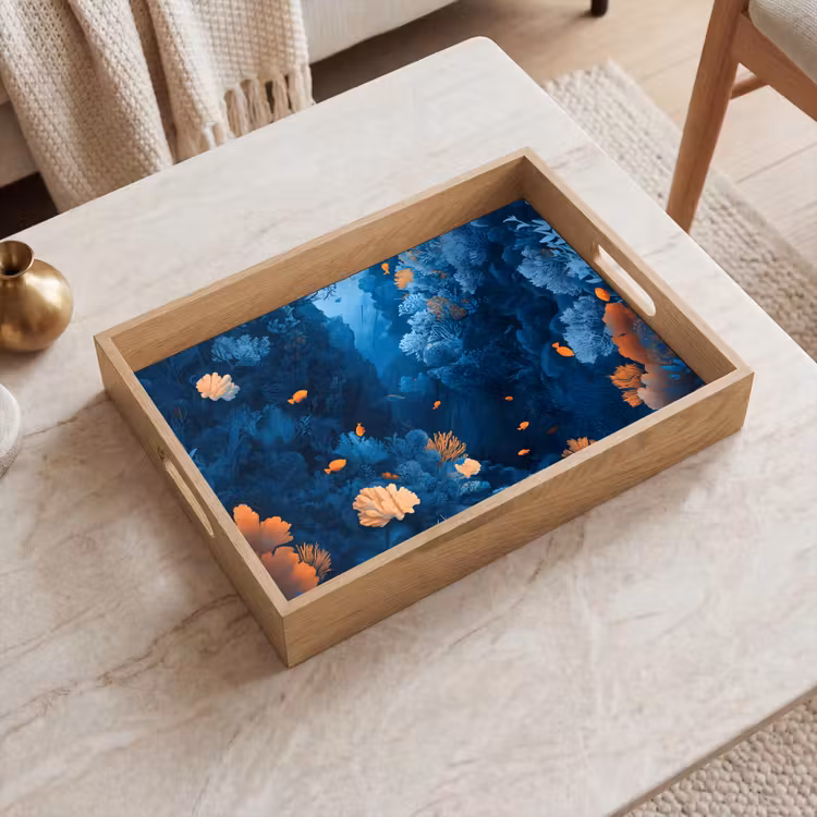 Dienblad - Koraalrif - Vissen - Oceaan - Blauw — 2