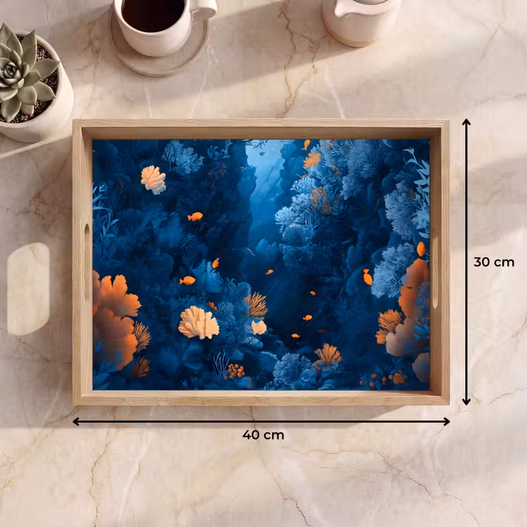 Dienblad - Koraalrif - Vissen - Oceaan - Blauw — 9