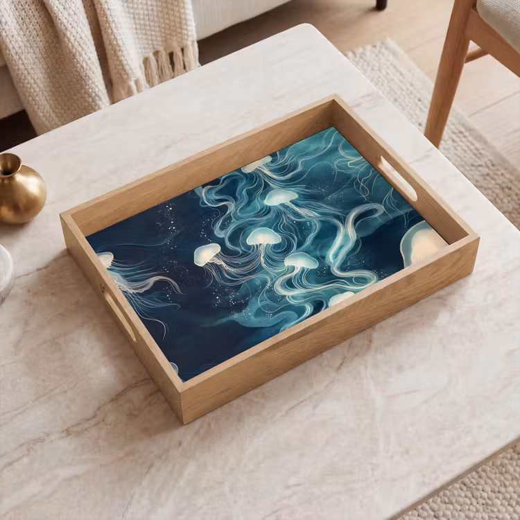 Dienblad - Kwallen - Zee - Wit - Golven — 2