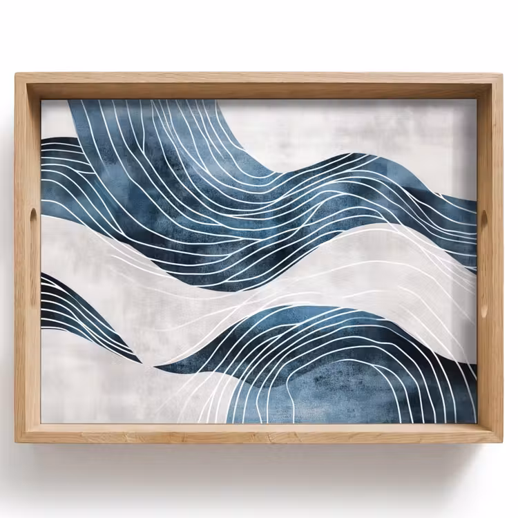Dienblad - Lijnen - Golven - Abstract - Blauw — 1