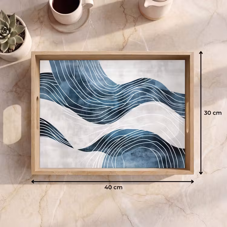 Dienblad - Lijnen - Golven - Abstract - Blauw — 9