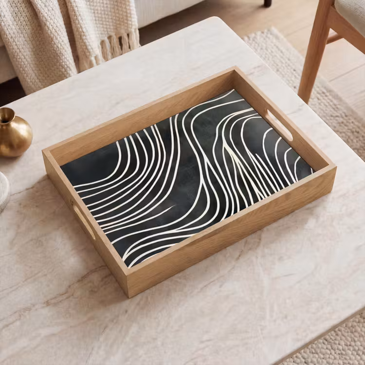 Dienblad - Lijnen - Patroon - Abstract - Wit — 2