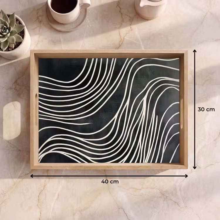 Dienblad - Lijnen - Patroon - Abstract - Wit — 9