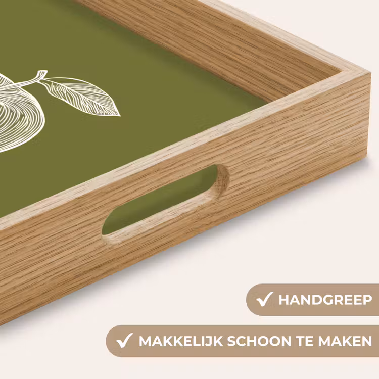 Dienblad - Lijntekening - Appel - Olijfgroen - Blaadje — 5