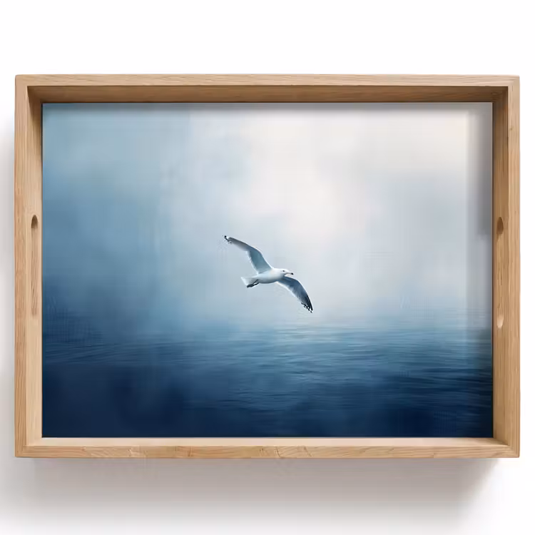 Dienblad - Meeuw - Wit - Zee - Mistig — 1