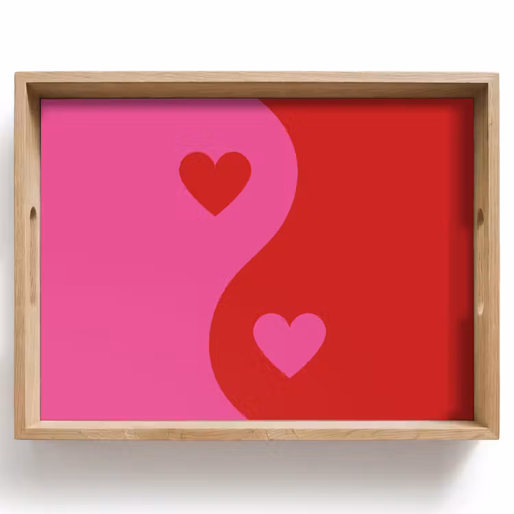 Dienblad - Minimalistisch - Rood - Roze - Hartjes — 1