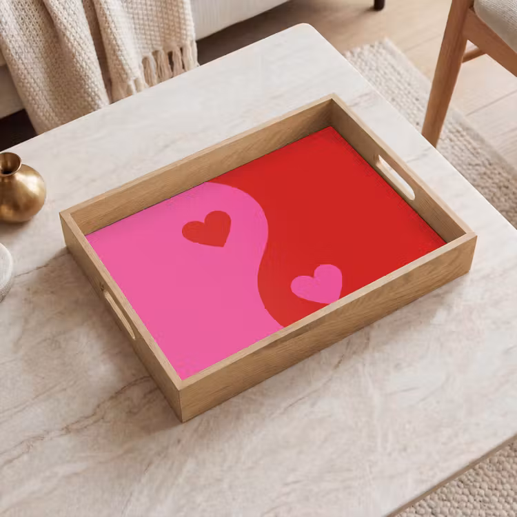 Dienblad - Minimalistisch - Rood - Roze - Hartjes — 2