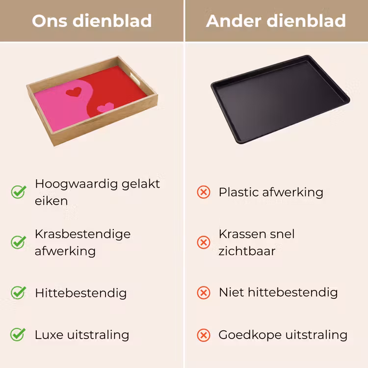 Dienblad - Minimalistisch - Rood - Roze - Hartjes — 3