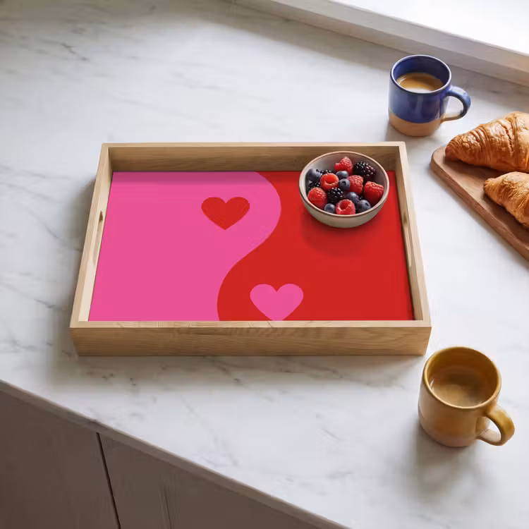 Dienblad - Minimalistisch - Rood - Roze - Hartjes — 4