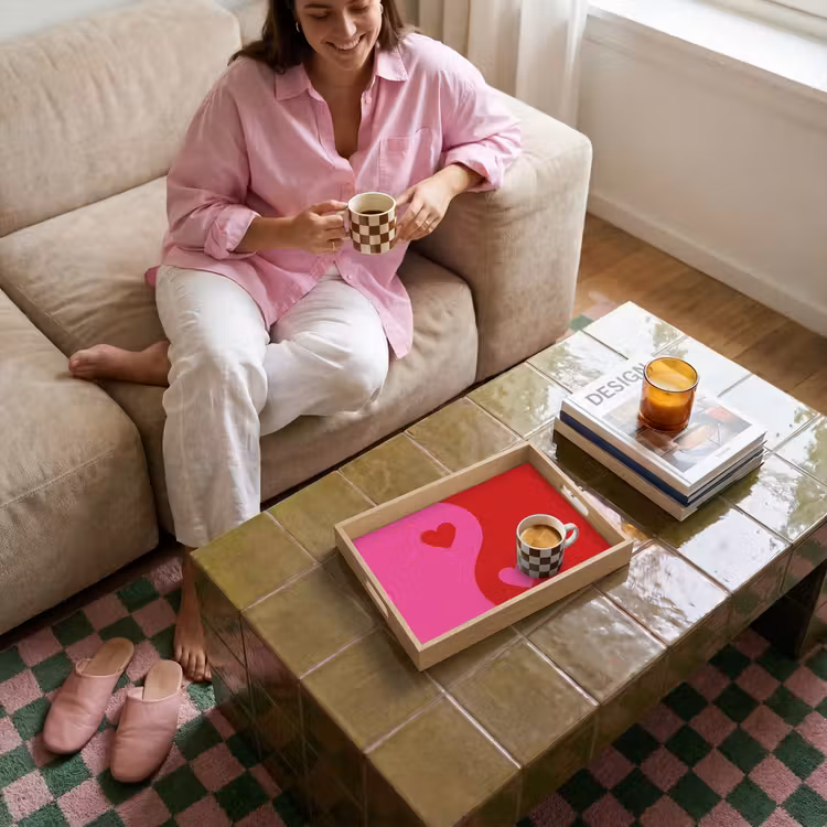 Dienblad - Minimalistisch - Rood - Roze - Hartjes — 6