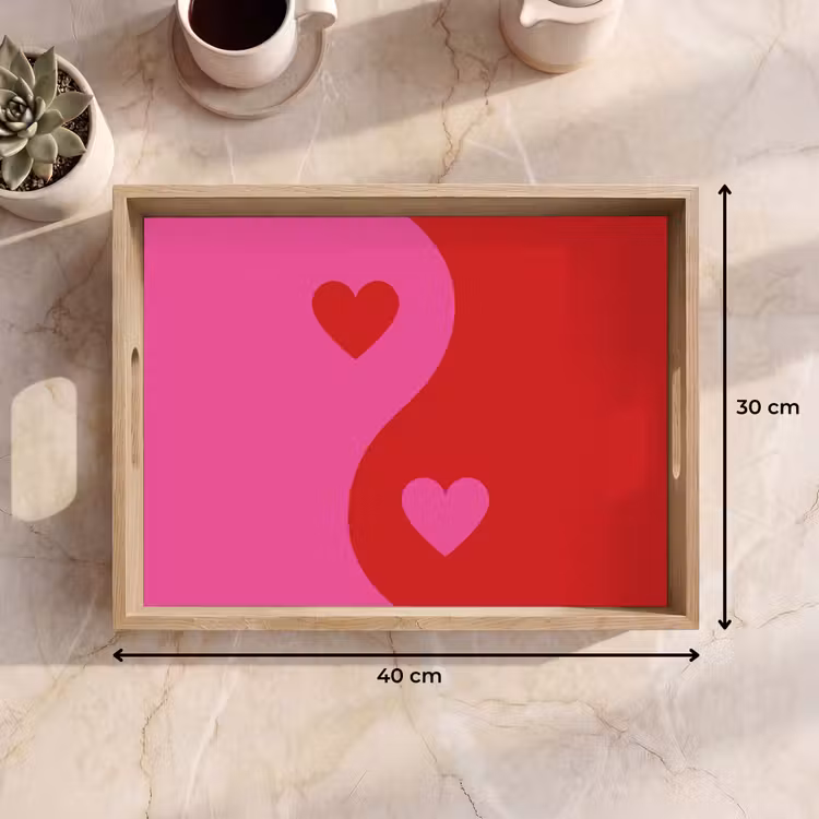 Dienblad - Minimalistisch - Rood - Roze - Hartjes — 9