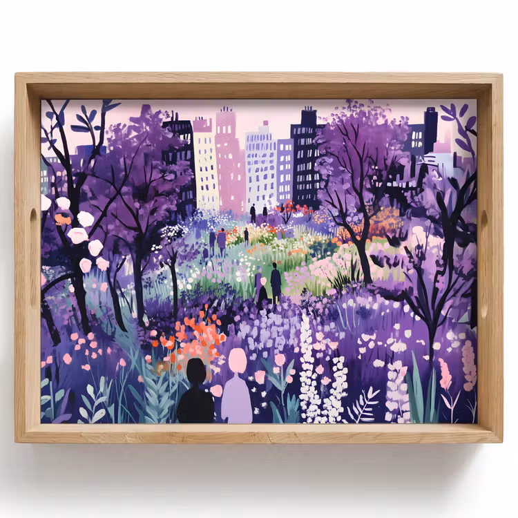 Dienblad - Park - Bomen - Bloemen - Gebouwen — 1