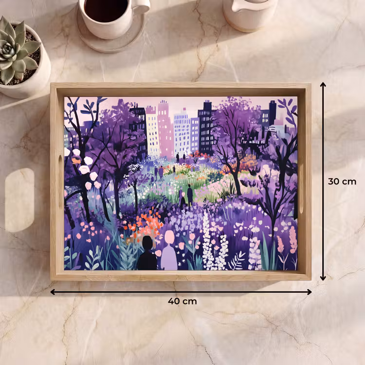 Dienblad - Park - Bomen - Bloemen - Gebouwen — 9