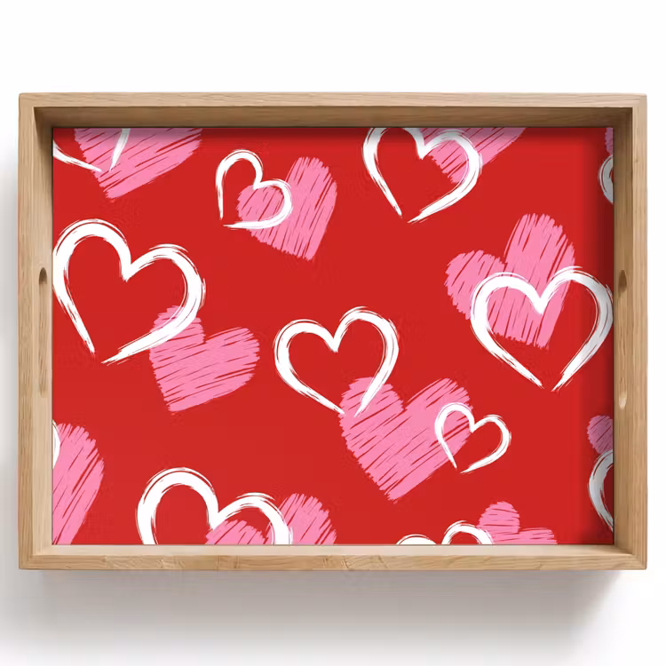 Dienblad - Patroon - Hartjes - Roze - Valentijn — 1