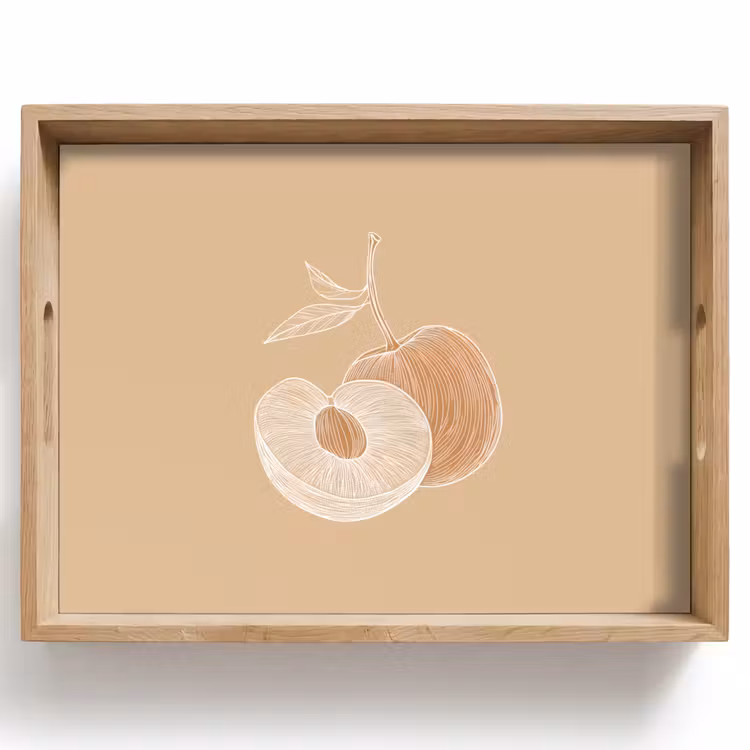 Dienblad - Perzik - Lijntekening - Pit - Beige — 1