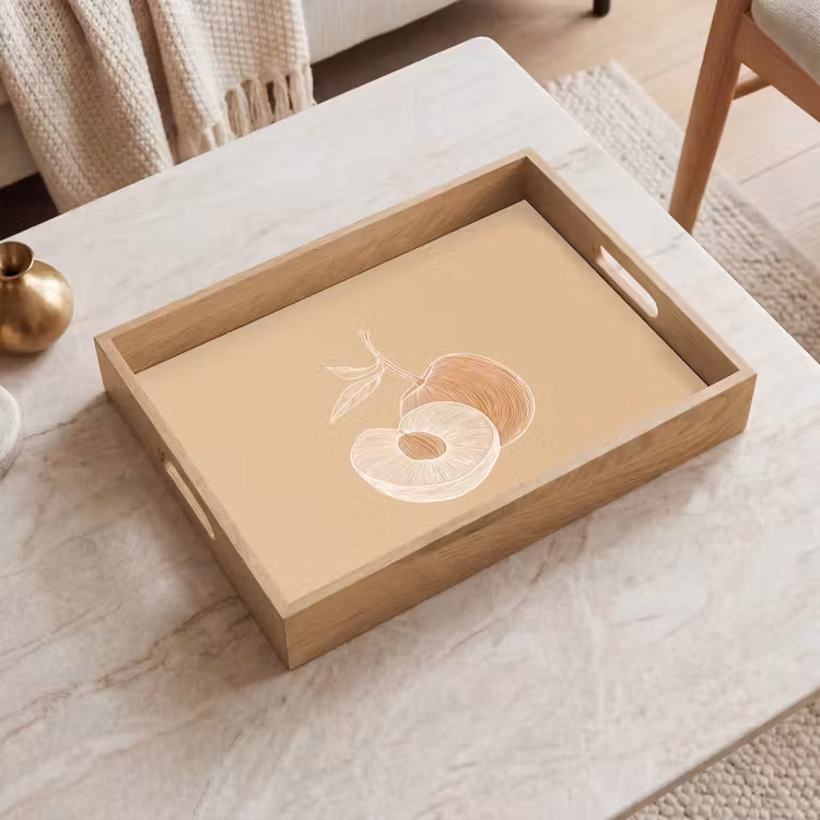 Dienblad - Perzik - Lijntekening - Pit - Beige — 2
