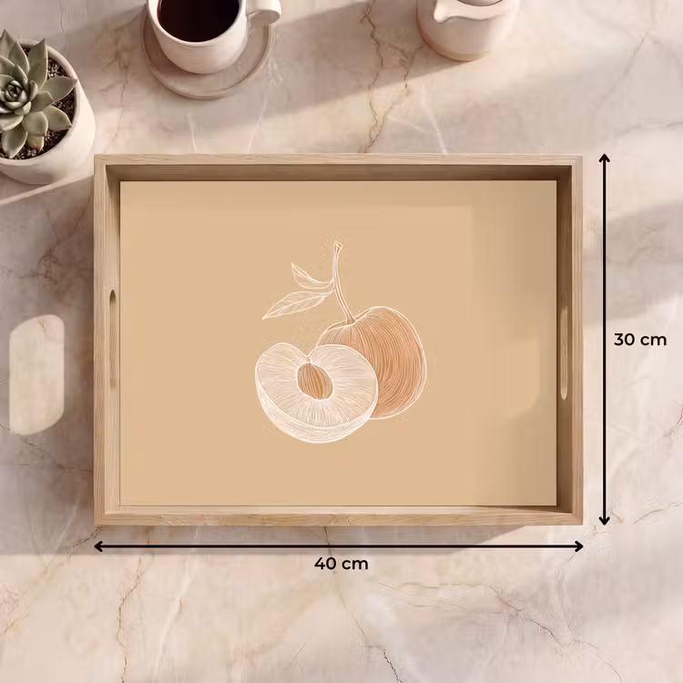 Dienblad - Perzik - Lijntekening - Pit - Beige — 9
