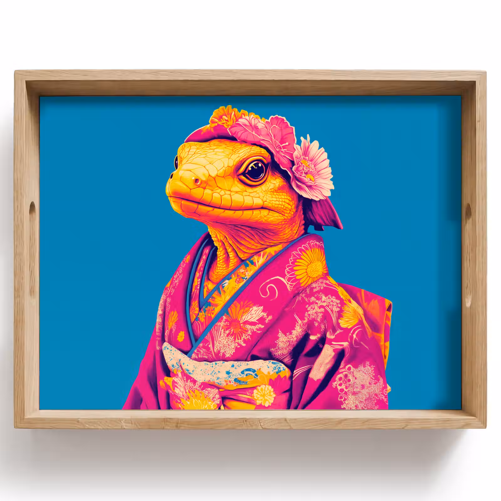 Dienblad - Bloemenkrans - Hagedis - Kimono - Paars — 1