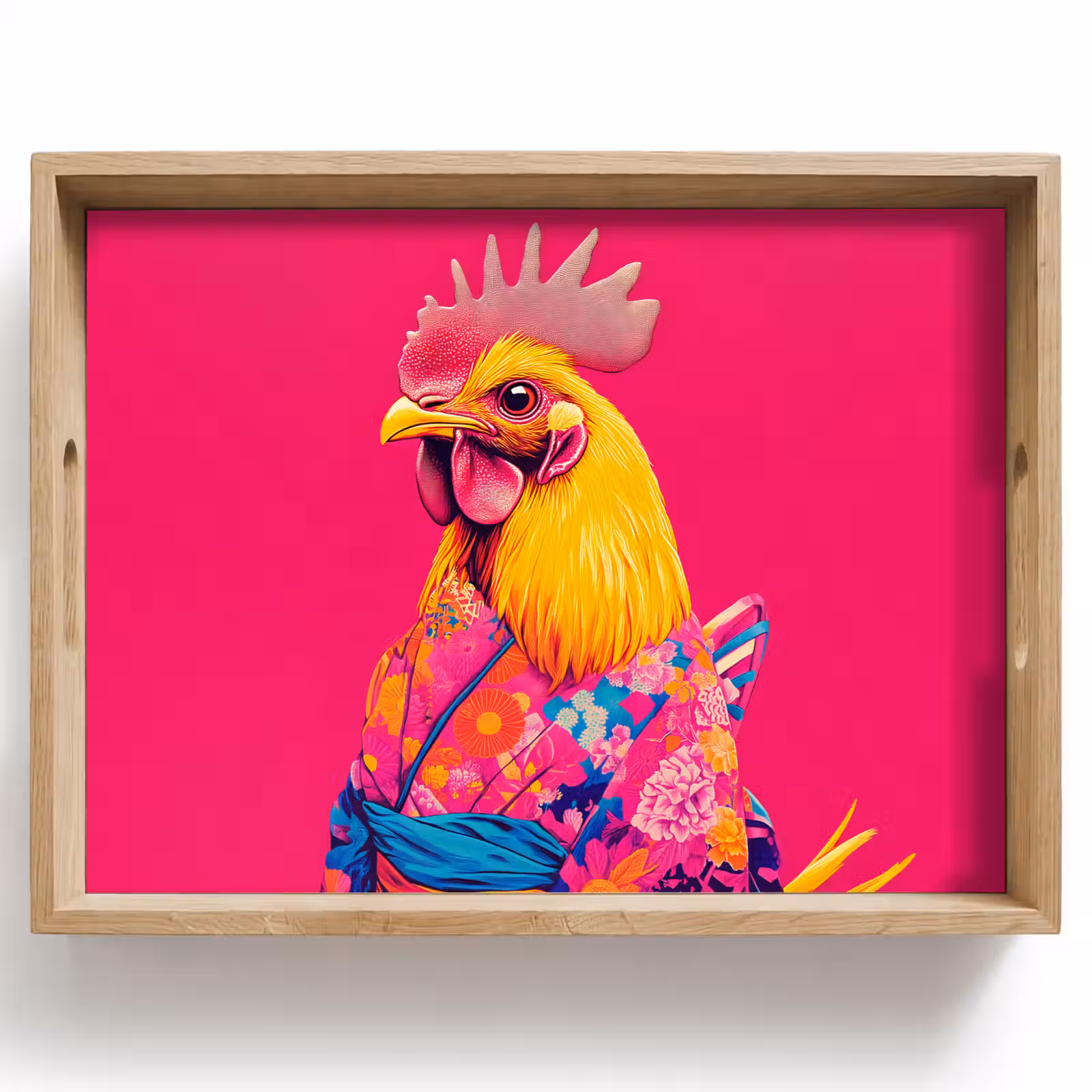 Dienblad - Haan - Kleurrijk - Kimono - Roze — 1