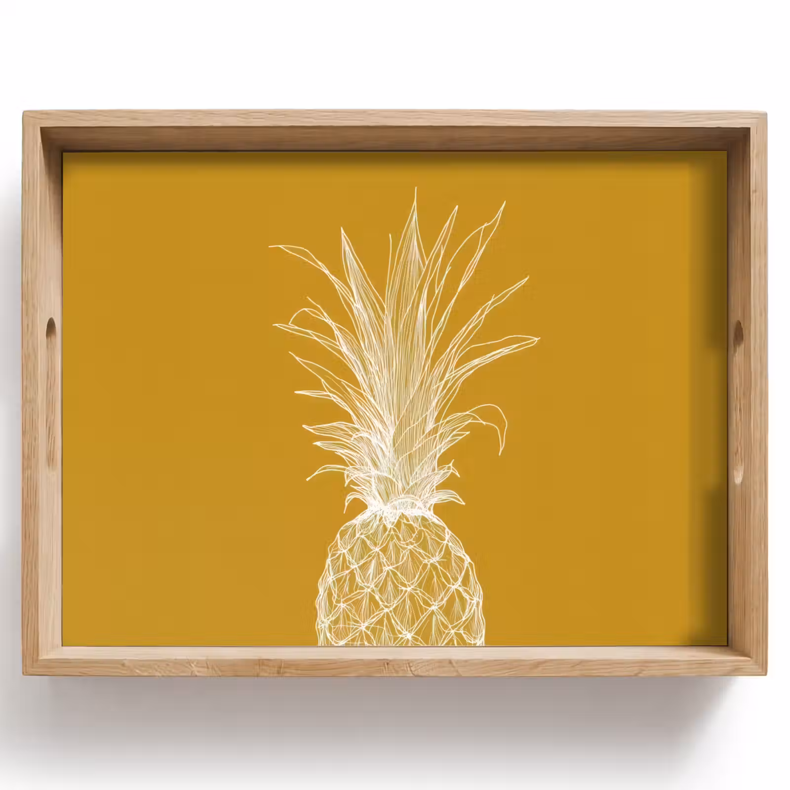 Dienblad - Lijnillustratie - Ananas - Bladkroon - Okergeel — 1