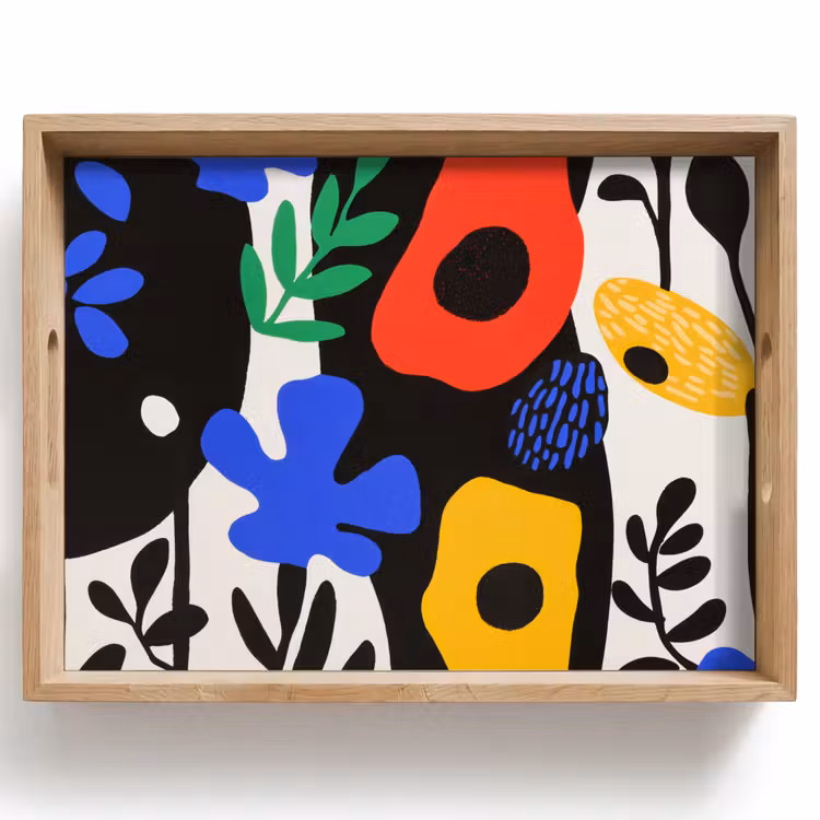 Dienblad - Bloemen - Bladeren - Abstract - Zwart — 1