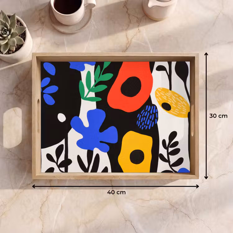 Dienblad - Bloemen - Bladeren - Abstract - Zwart — 9