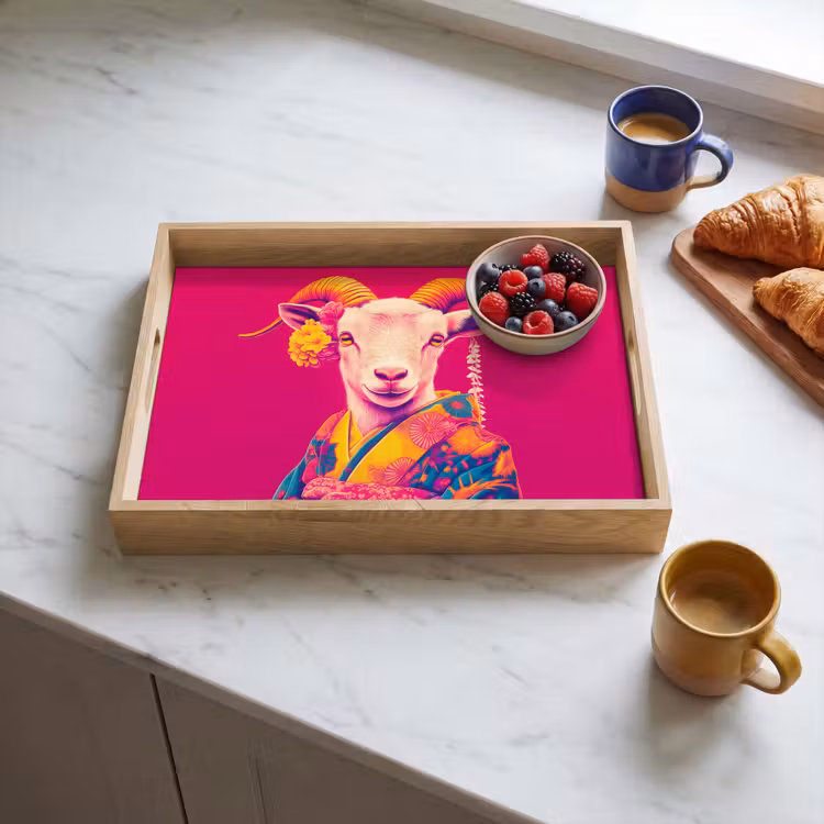 Dienblad - Geit - Hoorns - Kimono - Kleurrijk — 4