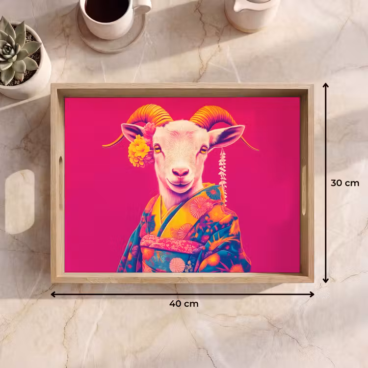 Dienblad - Geit - Hoorns - Kimono - Kleurrijk — 9