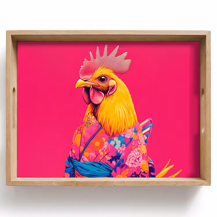 Dienblad - Haan - Kleurrijk - Kimono - Roze — 1