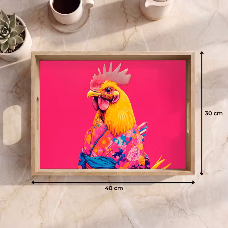 Dienblad - Haan - Kleurrijk - Kimono - Roze — 9