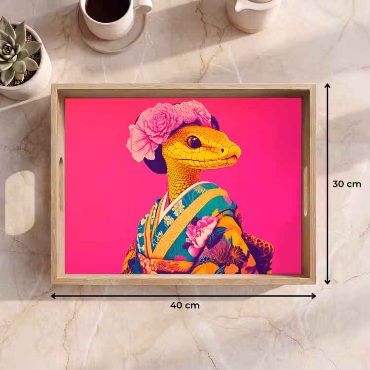 Dienblad - Hagedis - Bloemen - Roze - Kimono — 9